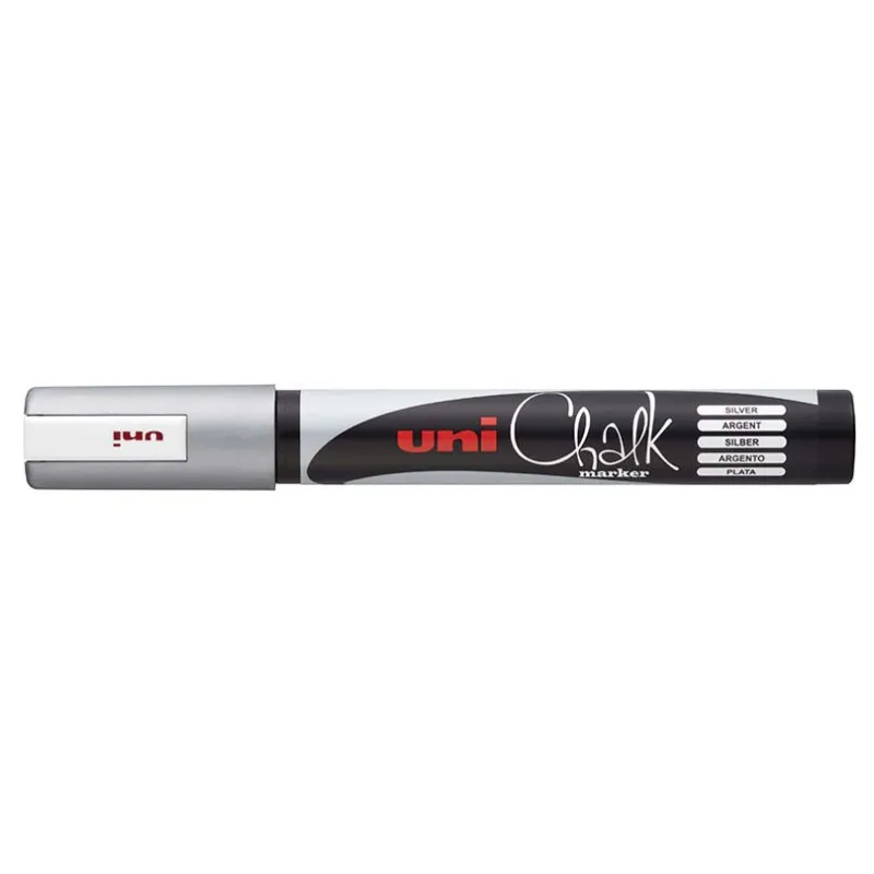 Popisovač křídový UNI Chalk Marker PWE-5M / stříbrná