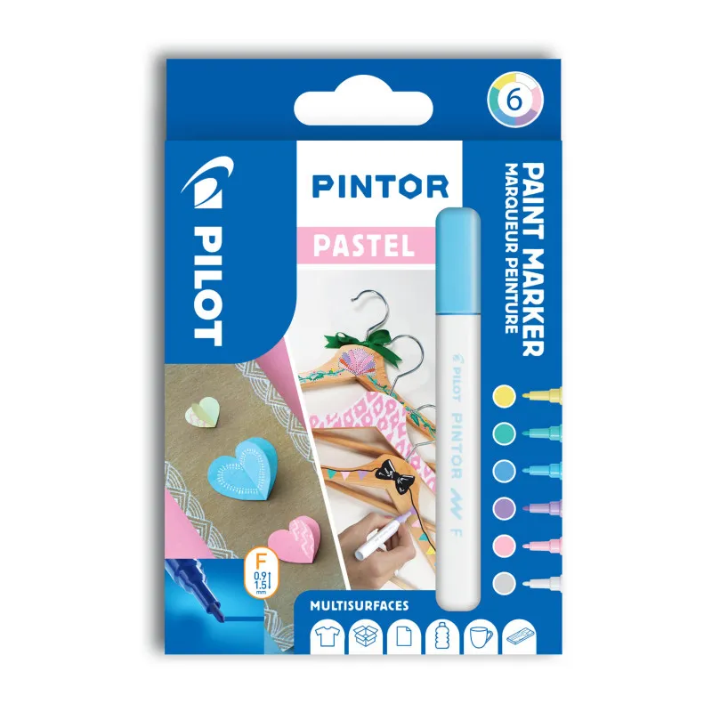 Popisovač Pilot Pintor F Pastel / sada 6 ks