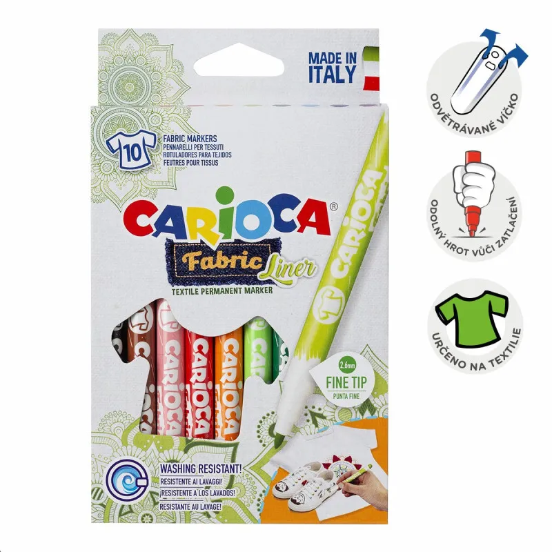 Popisovače Carioca na textil - 10 ks