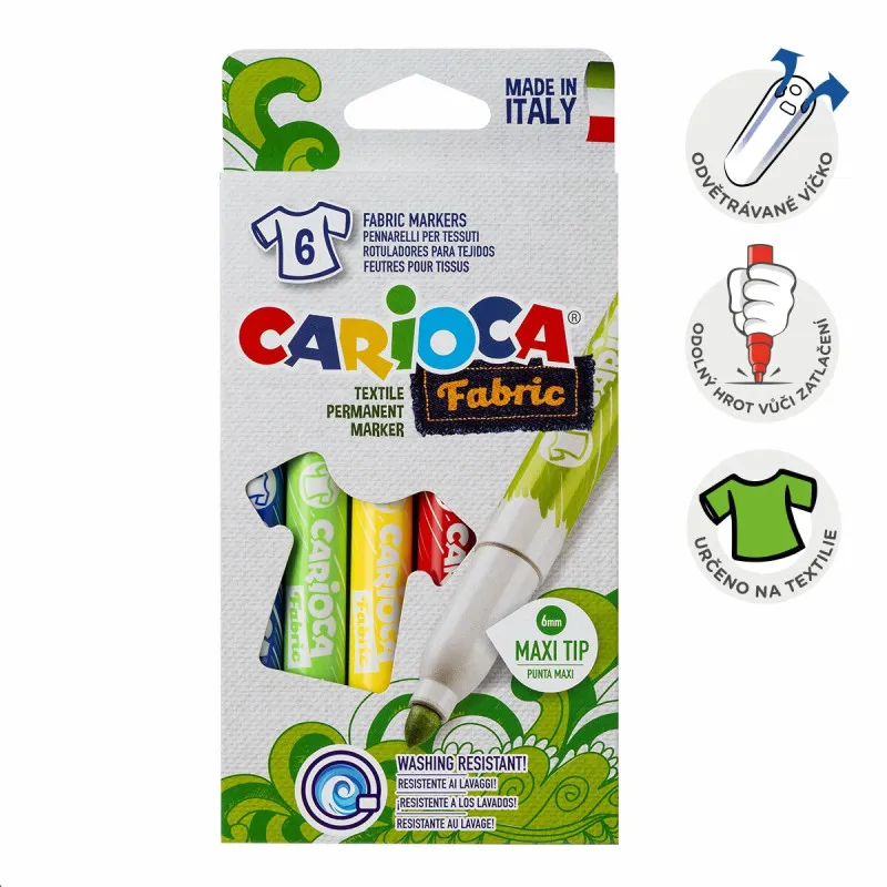 Popisovače Carioca na textil Maxi - 6 ks