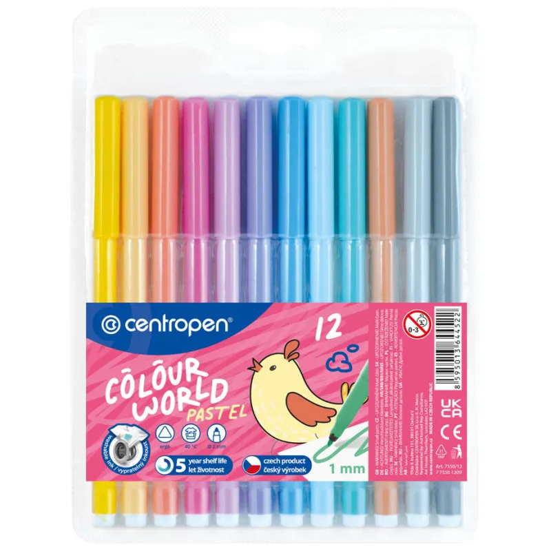 Popisovače Centropen PASTEL 7550/12 - sada 12 ks