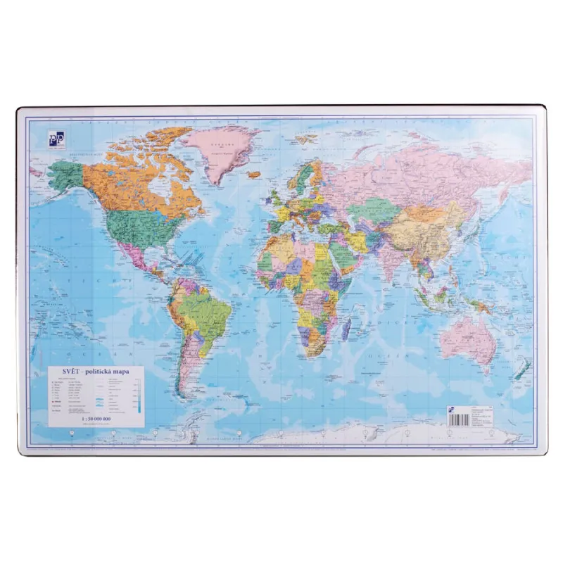 Pracovní podložky dekorované - jednostranná / mapa svět