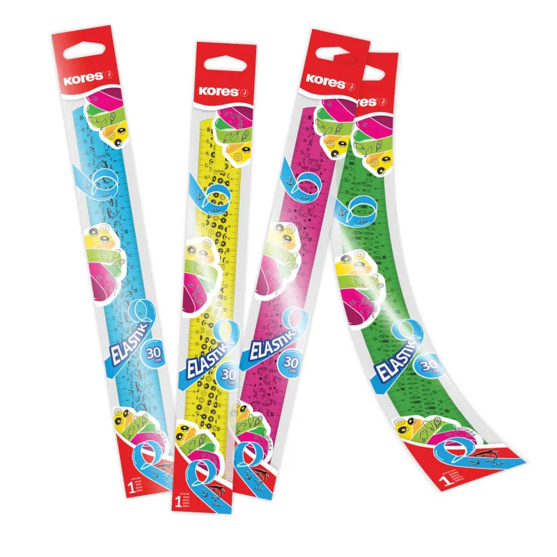 Pravítko 30 cm Kores ELASTIC ohebné / mix 4 barev