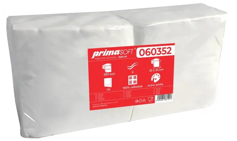PrimaSoft ubrousky speciál 33x33, bílé, 2 vr., 250ks