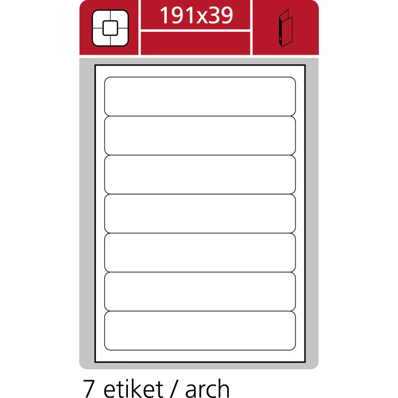 Print etikety A4 PLUS pro laserový a inkoustový tisk - 191 x 39 mm (7 etiket / arch)