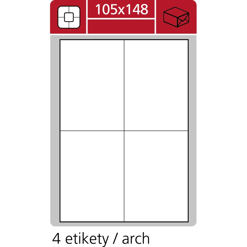 Print etikety A4 pro laserový a inkoustový tisk - 105 x 148 mm (4 etikety / arch)