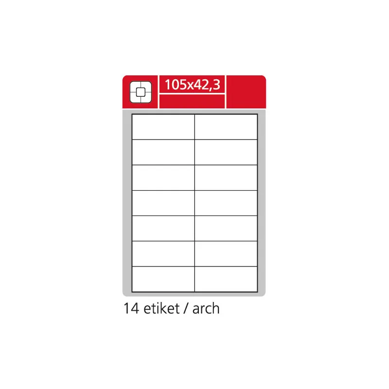 Print etikety A4 pro laserový a inkoustový tisk - 105 x 42,3 mm (14 etiket / arch ) / snímatelné