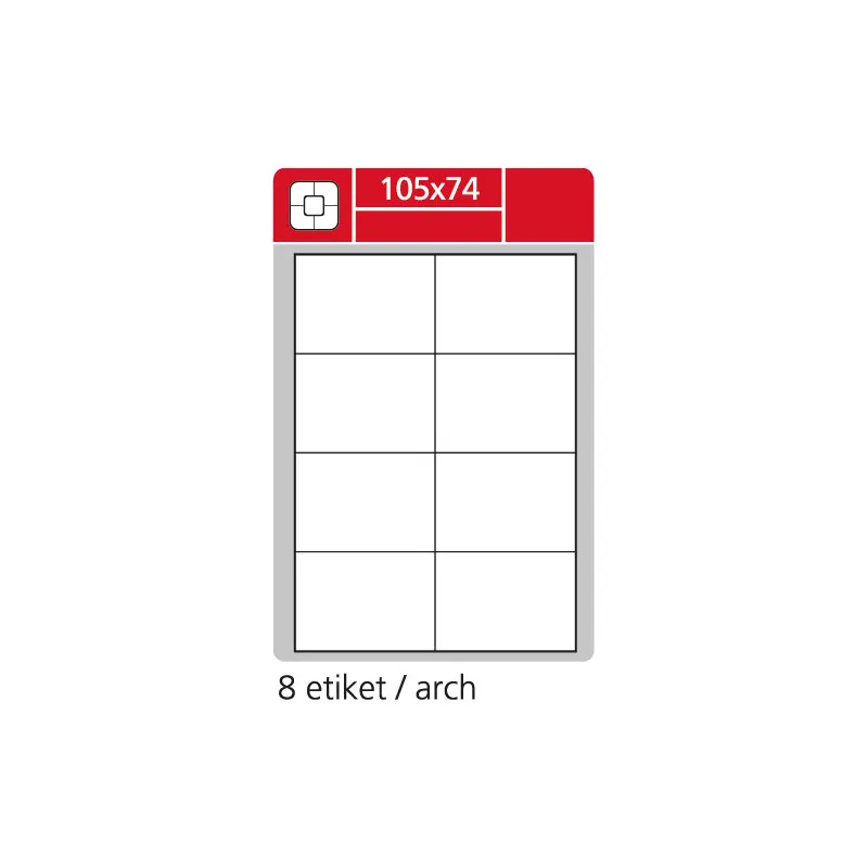 Print etikety A4 pro laserový a inkoustový tisk - 105 x 74 mm (8 etiket / arch ) / snímatelné