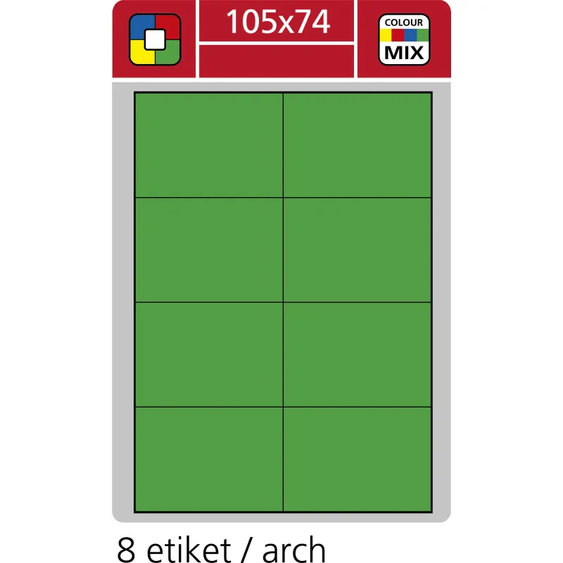Print etikety A4 pro laserový a inkoustový tisk - 105 x 74 mm (8 etiket/ arch) zelená