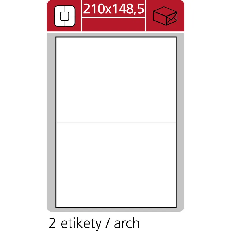 Print etikety A4 pro laserový a inkoustový tisk - 210 x 148,5 mm (2 etikety / arch)
