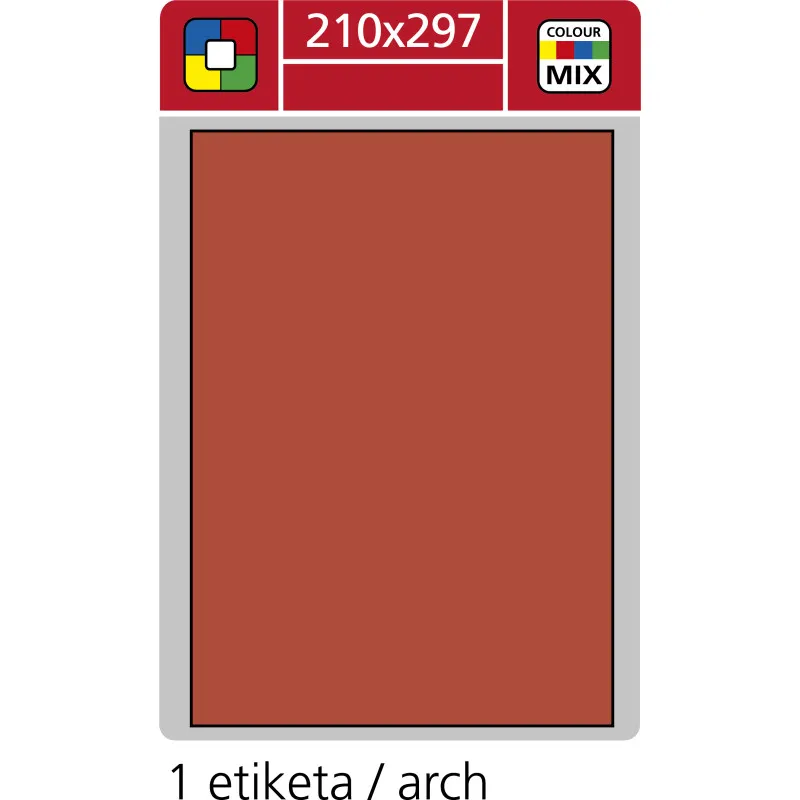 Print etikety A4 pro laserový a inkoustový tisk - 210 x 297 mm (1 etiketa/ arch) červená