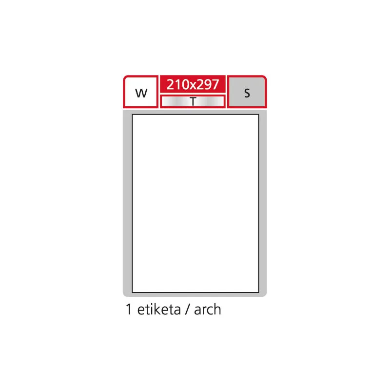 Print etikety A4 pro laserový a inkoustový tisk - 210 x 297 mm (1 etiketa / arch ) folie / stříbrná