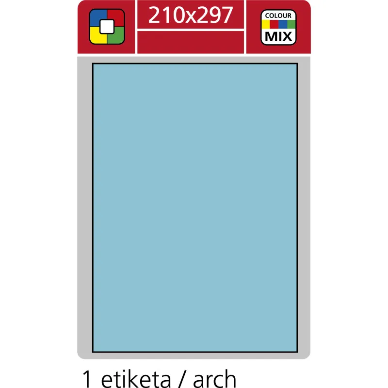 Print etikety A4 pro laserový a inkoustový tisk - 210 x 297 mm (1 etiketa/ arch) modrá