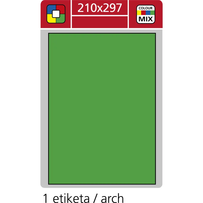 Print etikety A4 pro laserový a inkoustový tisk - 210 x 297 mm (1 etiketa/ arch) zelená