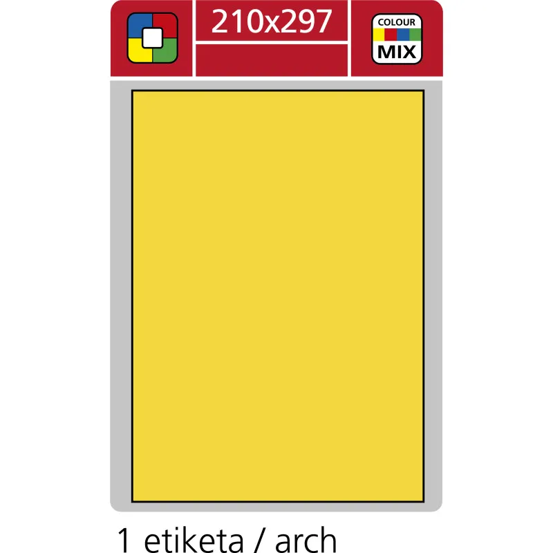 Print etikety A4 pro laserový a inkoustový tisk - 210 x 297 mm (1 etiketa/ arch) žlutá