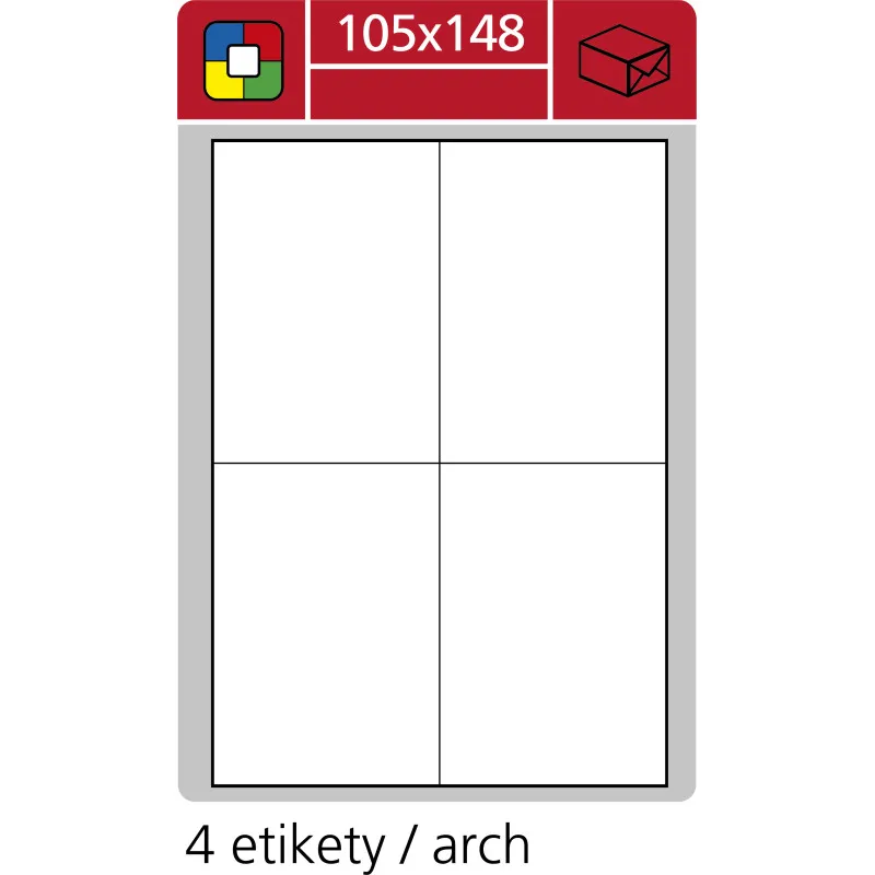 Print etikety A4 pro laserový a inkoustový tisk / 30 archů - 105 x 148 mm (4 etikety / arch)