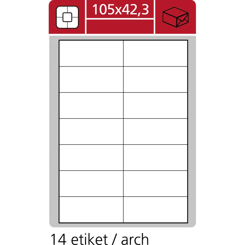 Print etikety A4 pro laserový a inkoustový tisk / 30 archů - 105 x 42,3 mm (14 etikety / arch)