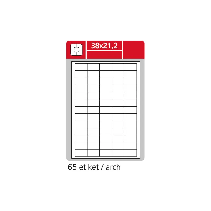 Print etikety A4 pro laserový a inkoustový tisk - 38 x 21,2 mm (65 etiket / arch ) / snímatelné