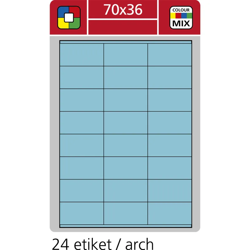 Print etikety A4 pro laserový a inkoustový tisk - 70 x 36 mm (24 etiket/ arch) modrá