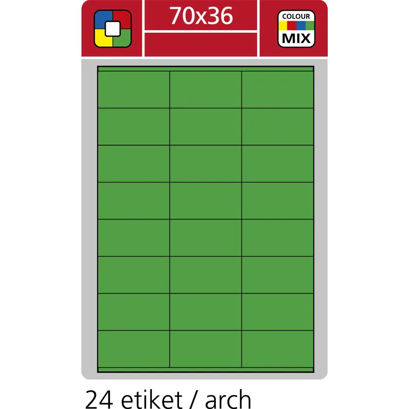 Print etikety A4 pro laserový a inkoustový tisk - 70 x 36 mm (24 etiket/ arch) zelená