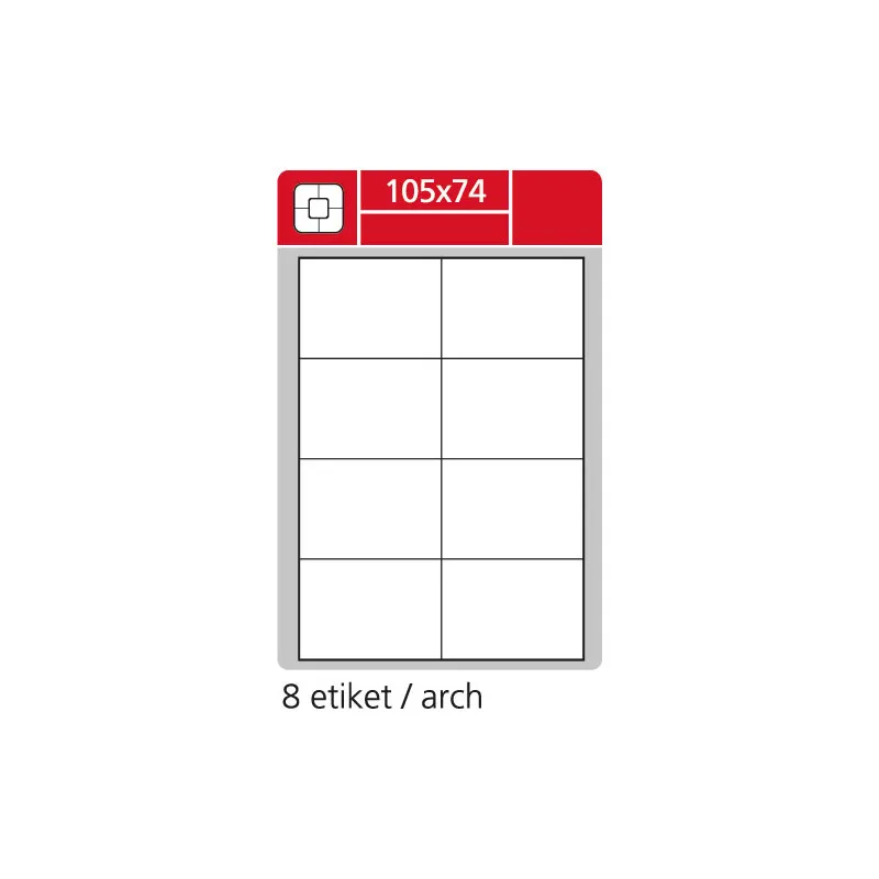 Print etikety A4 pro laserový tisk - 105 x 74 mm (8 etiket / arch ) / lesklé