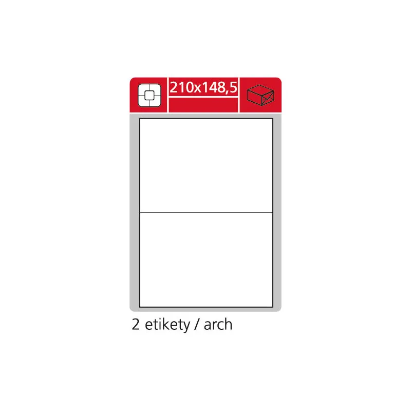 Print etikety A4 pro laserový tisk - 210 x 148,5 (2 etikety / arch ) / lesklé