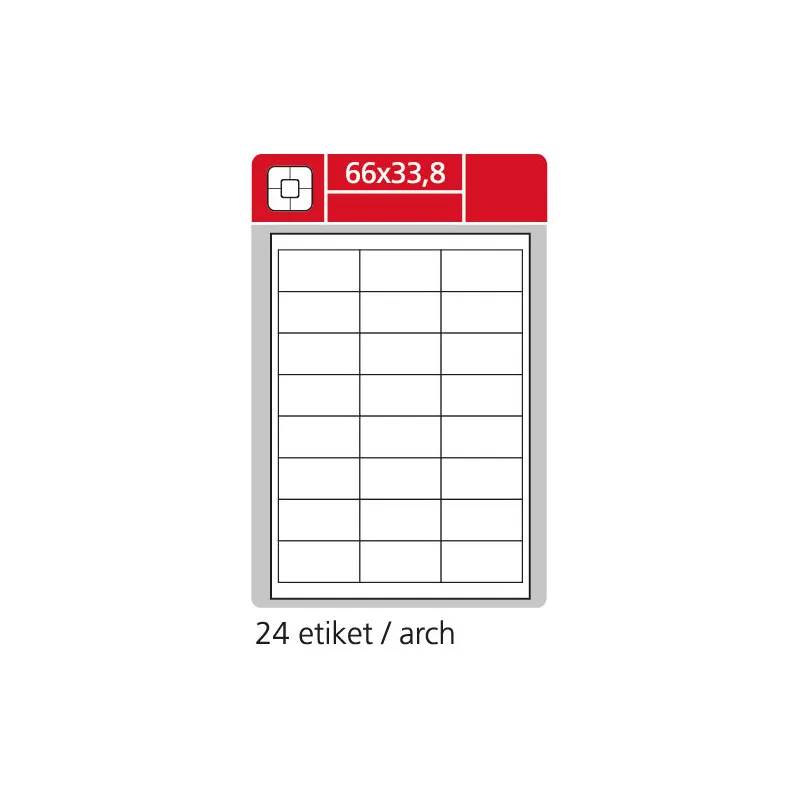 Print etikety A4 pro laserový tisk - 66 x 33,8 mm (24 etiket / arch ) / lesklé