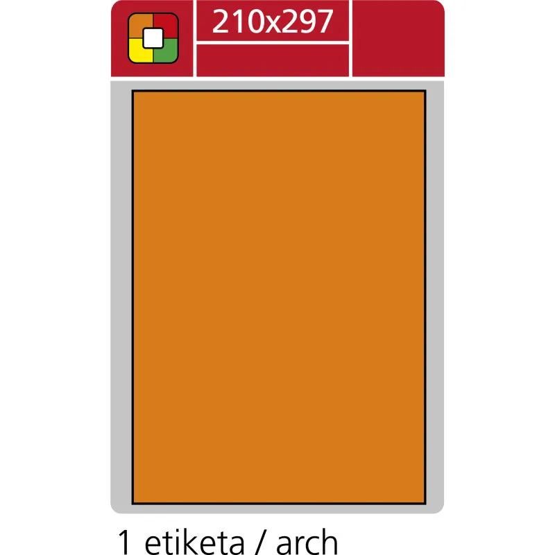 Print etikety A4 pro laserový tisk - fluorescentní - 210 x 297 mm (1 etiketa / arch) fluorescentní oranžová
