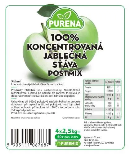 Purena 100% Koncentrovaná jablečná šťáva BiB (30l Džusy)