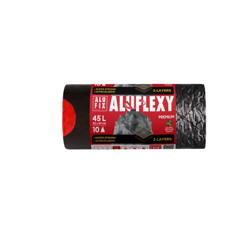 Pytle Alufix Aluflexy stahovací - 52x69cm / 45l / 30my / 10ks / stříbrnočerná