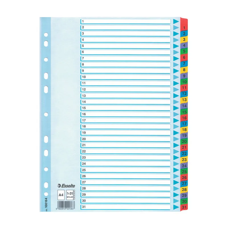 Rozdružovač A4 kartonový Esselte Mylar - barevný / 1 - 31