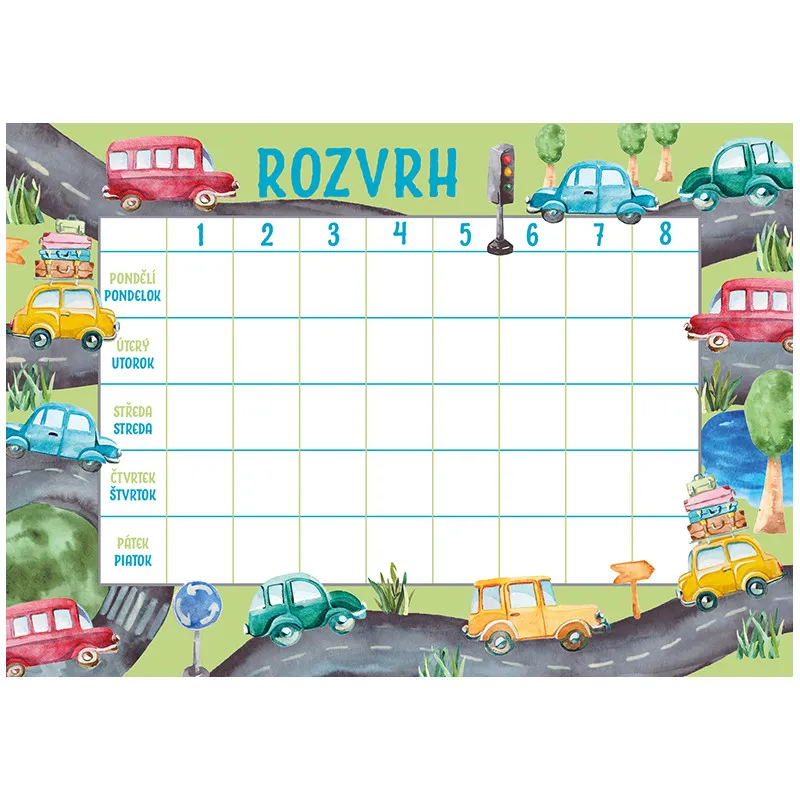 Rozvrh hodin A5 - Auta