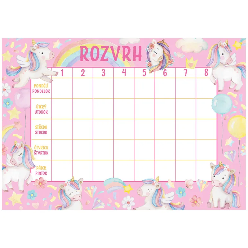 Rozvrh hodin A5 - Jednorožci