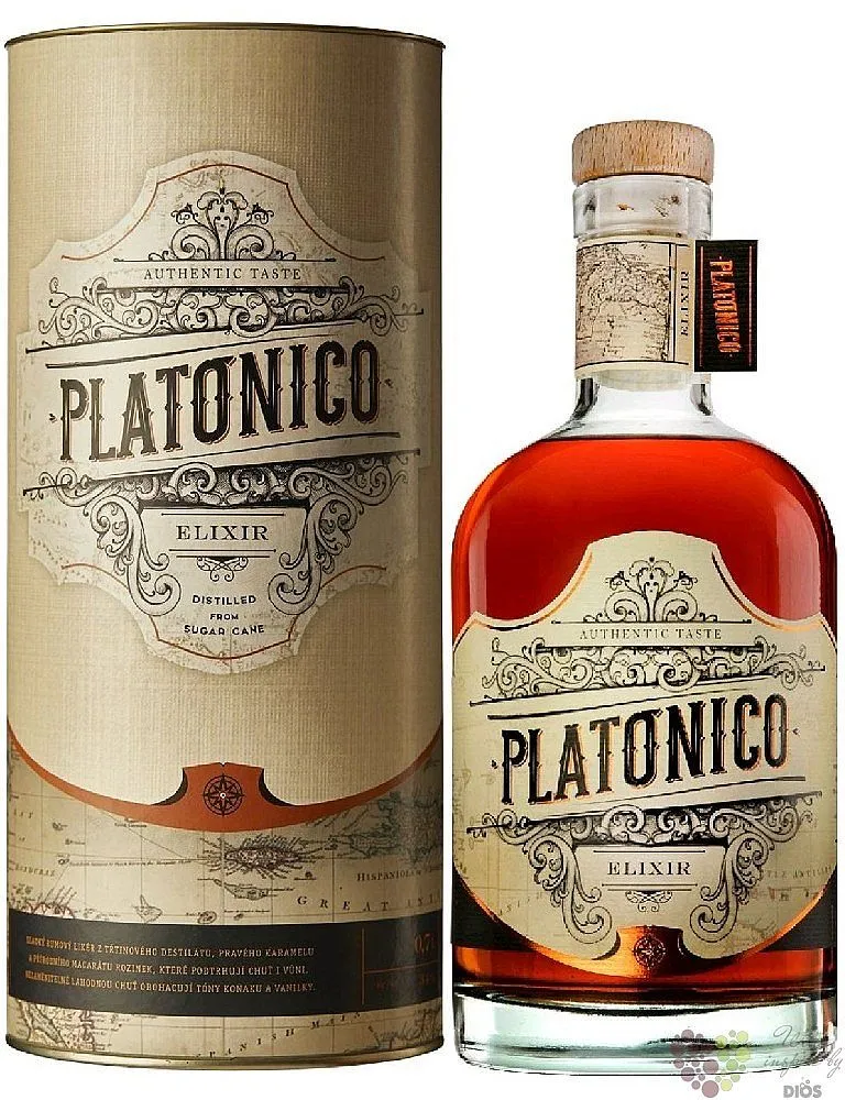 Rum Elixír Platonico Caribbean 5y v tubě  34%0.70l