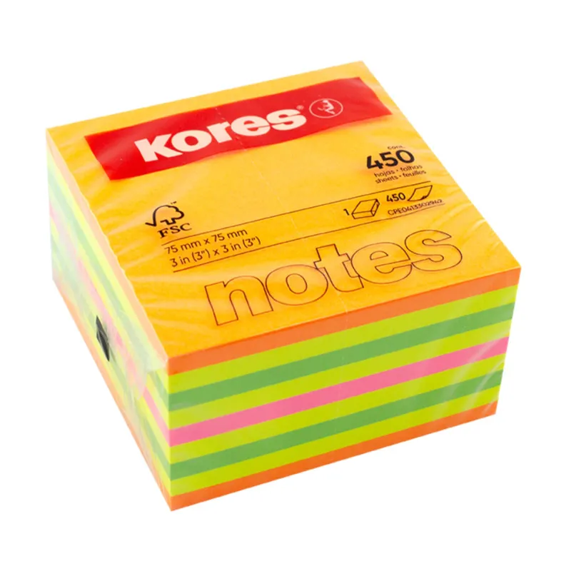 Samolepicí bloček Kores Cubo - 75 x 75 mm / 450 lístků