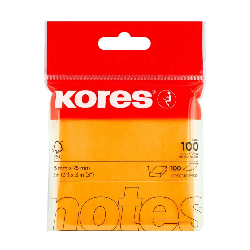 Samolepicí bloček Kores neon - oranžová