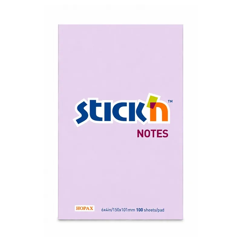 Samolepicí bloček Stick'n by Hopax - 150 x 101 mm / 100 lístků / pastelově fialová
