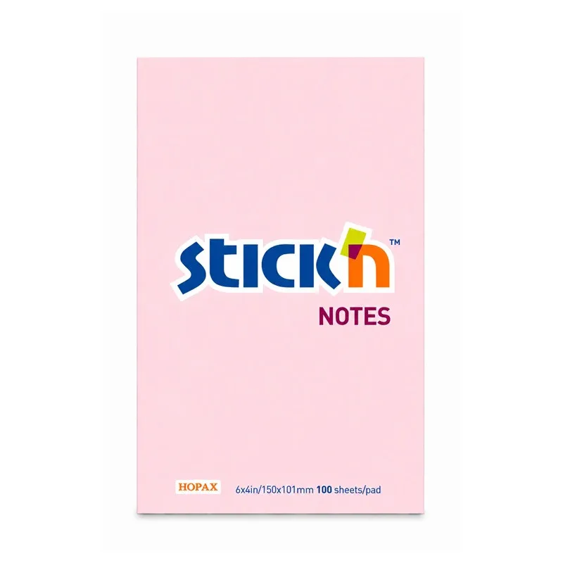 Samolepicí bloček Stick'n by Hopax - 150 x 101 mm / 100 lístků / pastelově růžová