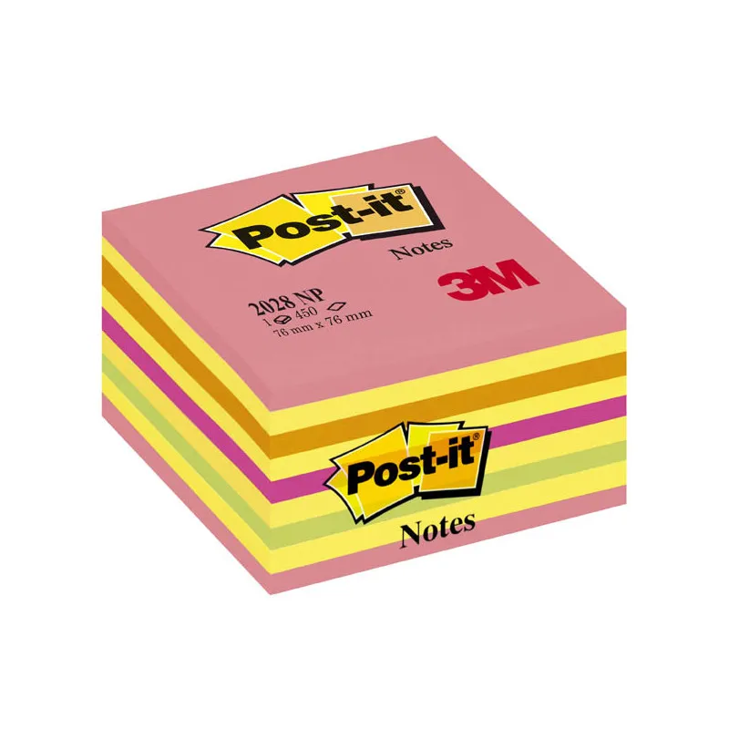 Samolepicí bločky Post-it kostky - růžová, žlutá, oranžová, zelená / 450 lístků