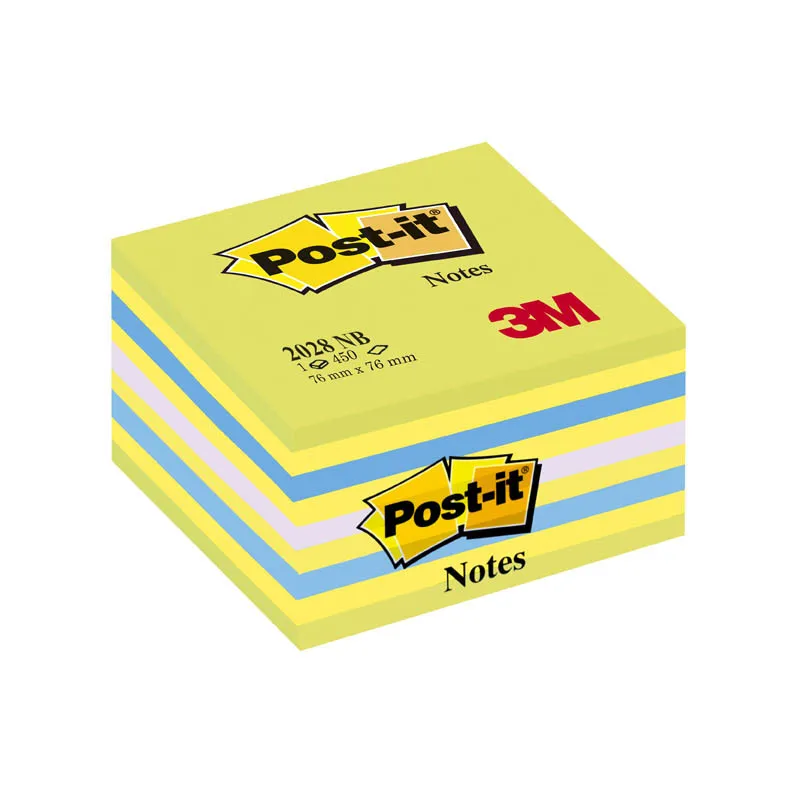 Samolepicí bločky Post-it kostky - zelená, žlutá, modrá, fialová / 450 lístků