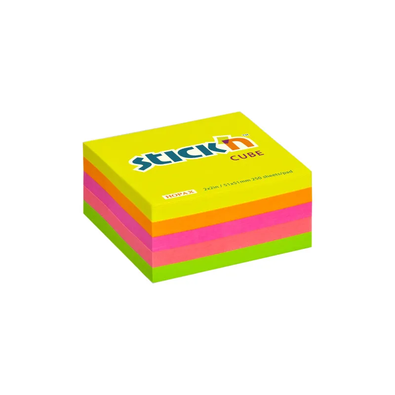 Samolepicí bločky Stick´n by Hopax - 51 x 51 mm / 250 lístků / mix neon barev