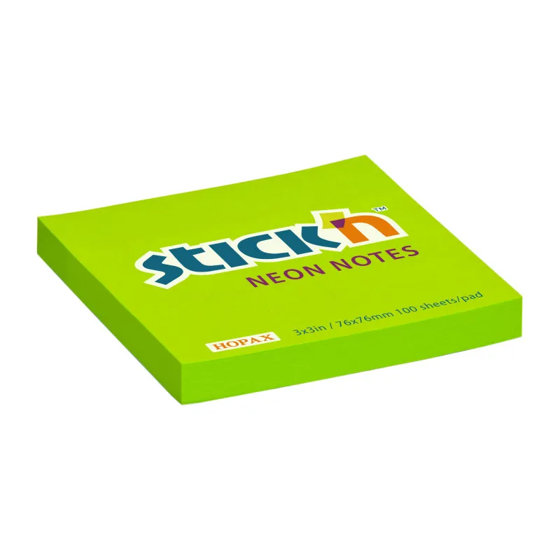 Samolepicí bločky Stick´n by Hopax - 76 x 76 mm / 100 lístků / neon zelená