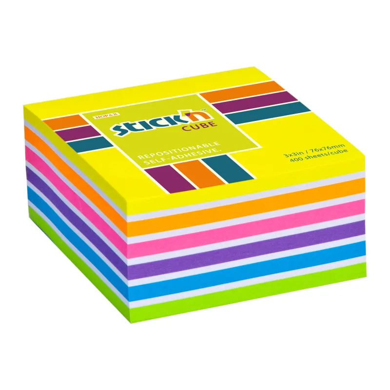 Samolepicí bločky Stick´n by Hopax - 76 x 76 mm / 400 lístků / neon mix žlutá