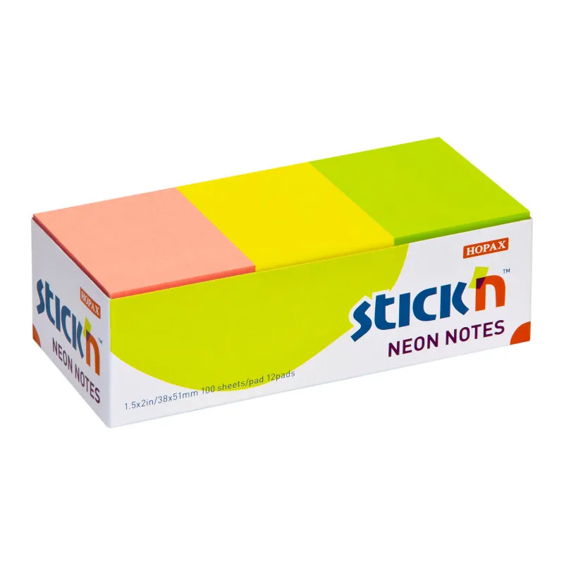 Samolepicí bločky Stick´n by Hopax barevné - 38 x 51 mm / 12 x 100 lístků / neonové barvy