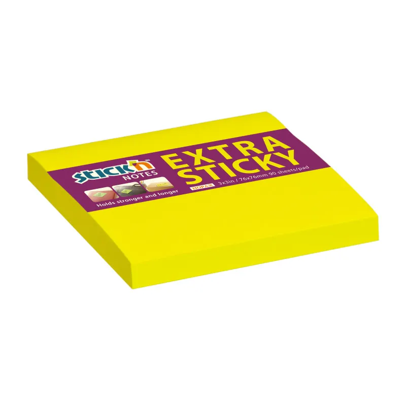 Samolepicí bločky Stick´n by Hopax Extra Sticky - 76 x 76 mm / 90 lístků / neon žlutá