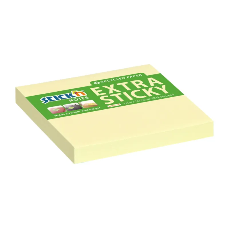Samolepicí bločky Stick´n by Hopax Extra Sticky - 76 x 76 mm / 90 lístků / žlutá
