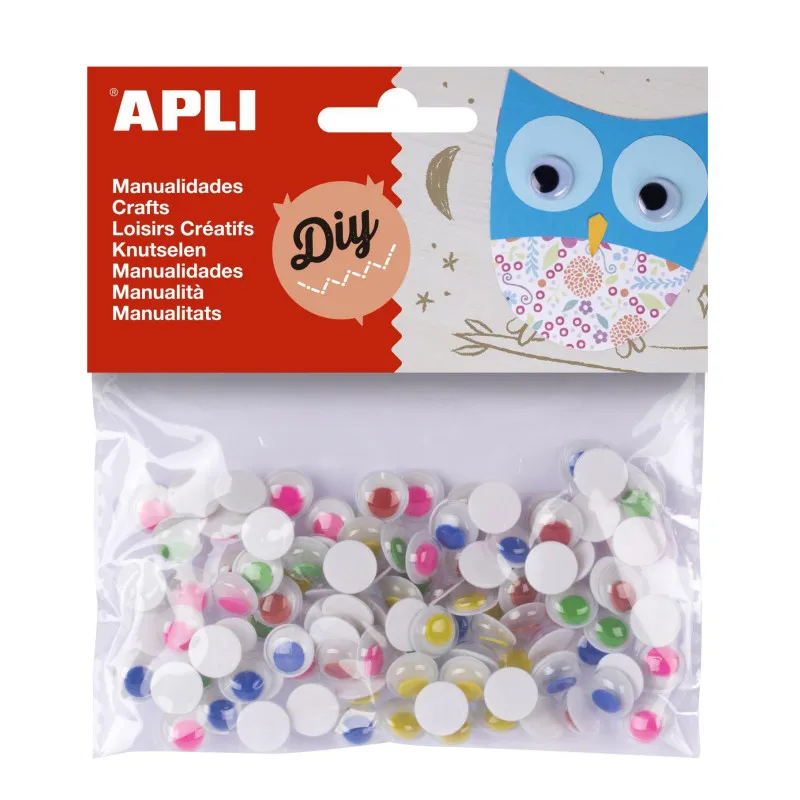 Samolepicí očička APLI kulaté / mix barev / 100 ks