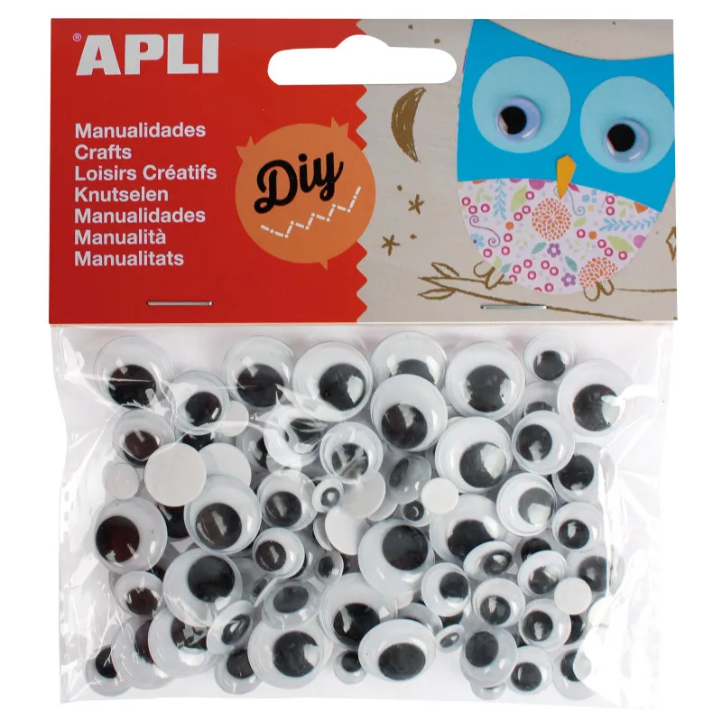 Samolepicí očička APLI lepící / černé / kulaté / 100 ks