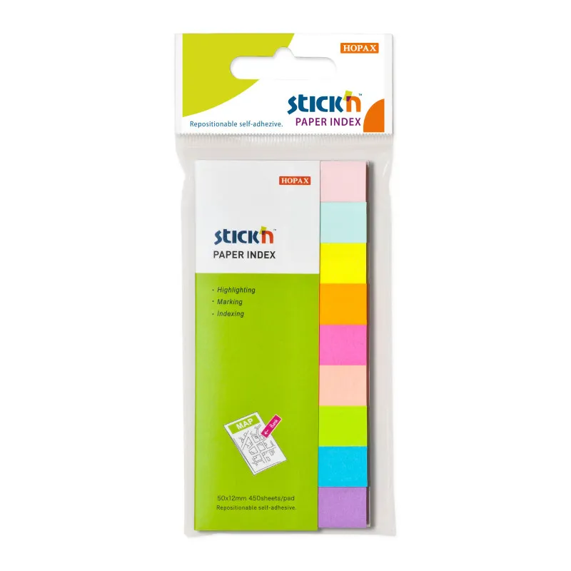 Samolepicí záložky Stick´n by Hopax - 12 x 50 mm / 9 x 50 lístků / neonové