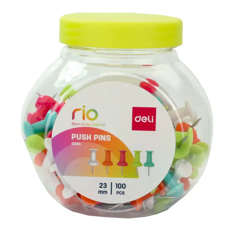 Špendlíky na nástěnku DELI - 100 ks / barevný mix